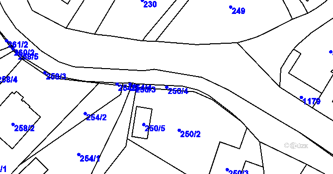 Parcela st. 250/4 v KÚ Ludgeřovice, Katastrální mapa