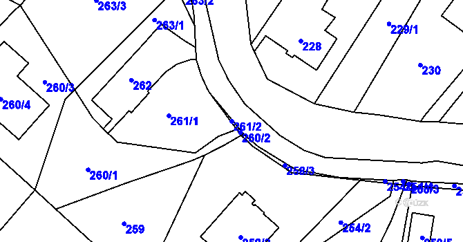 Parcela st. 261/2 v KÚ Ludgeřovice, Katastrální mapa
