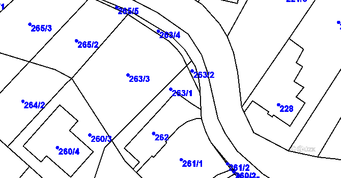 Parcela st. 263/1 v KÚ Ludgeřovice, Katastrální mapa
