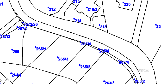 Parcela st. 265/4 v KÚ Ludgeřovice, Katastrální mapa