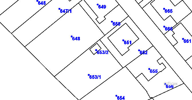 Parcela st. 653/2 v KÚ Ludgeřovice, Katastrální mapa