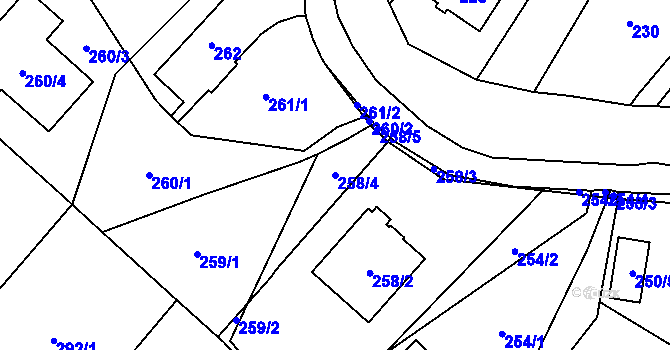 Parcela st. 258/4 v KÚ Ludgeřovice, Katastrální mapa