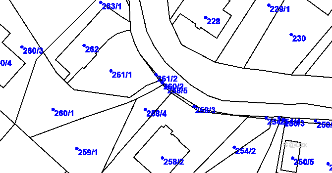 Parcela st. 258/5 v KÚ Ludgeřovice, Katastrální mapa
