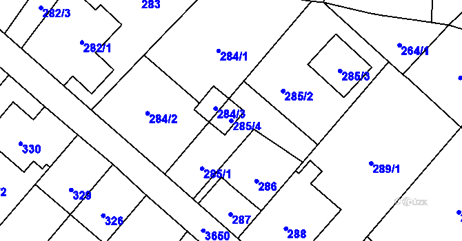 Parcela st. 285/4 v KÚ Ludgeřovice, Katastrální mapa