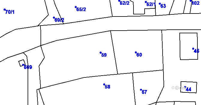Parcela st. 59 v KÚ Ludíkov, Katastrální mapa