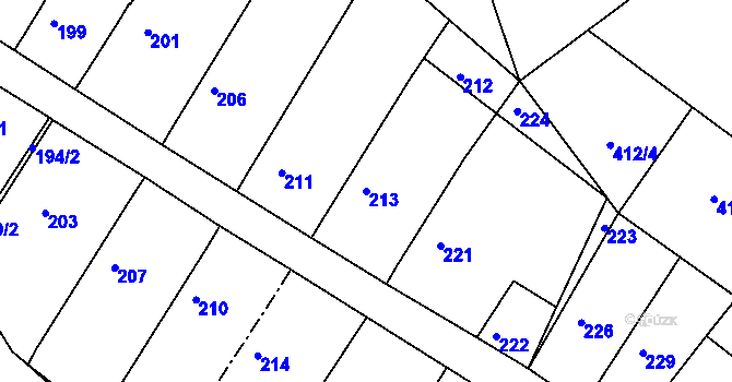 Parcela st. 213 v KÚ Ludíkov, Katastrální mapa