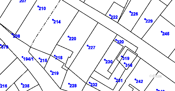 Parcela st. 227 v KÚ Ludíkov, Katastrální mapa