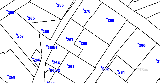 Parcela st. 266 v KÚ Ludíkov, Katastrální mapa