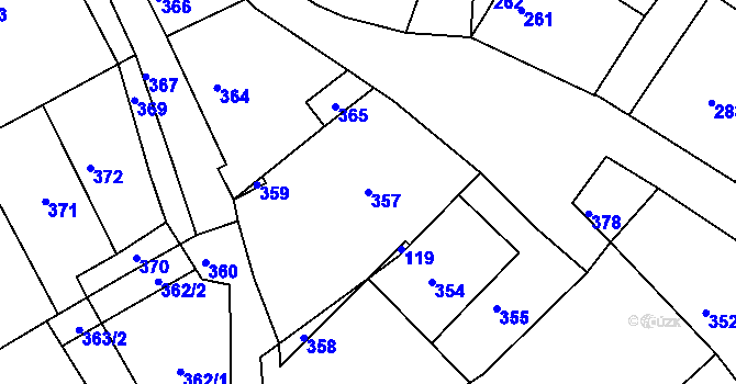 Parcela st. 357 v KÚ Ludíkov, Katastrální mapa