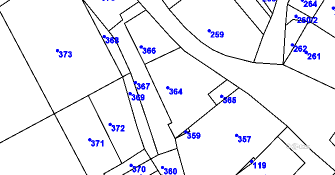Parcela st. 364 v KÚ Ludíkov, Katastrální mapa