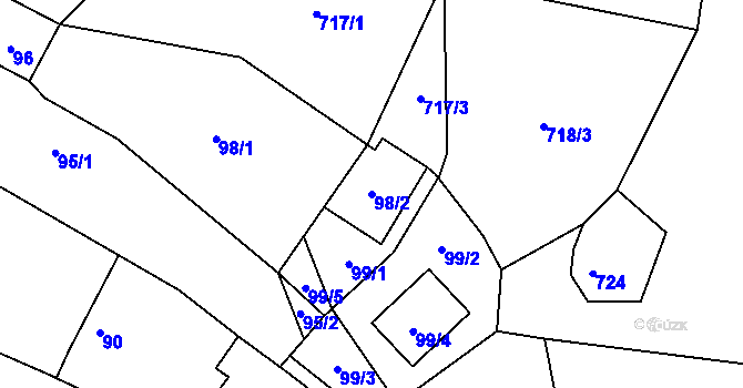 Parcela st. 98/2 v KÚ Ludíkov, Katastrální mapa