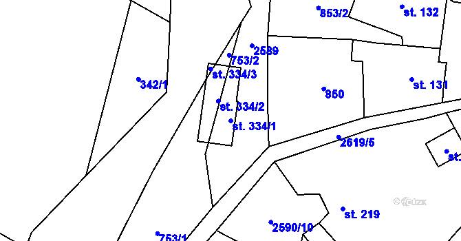 Parcela st. 334/1 v KÚ Ludkovice, Katastrální mapa