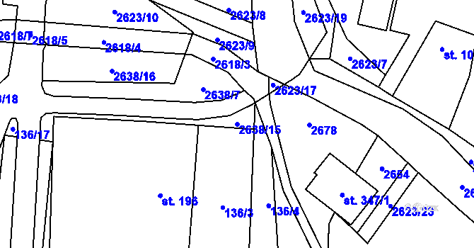 Parcela st. 2638/15 v KÚ Ludkovice, Katastrální mapa