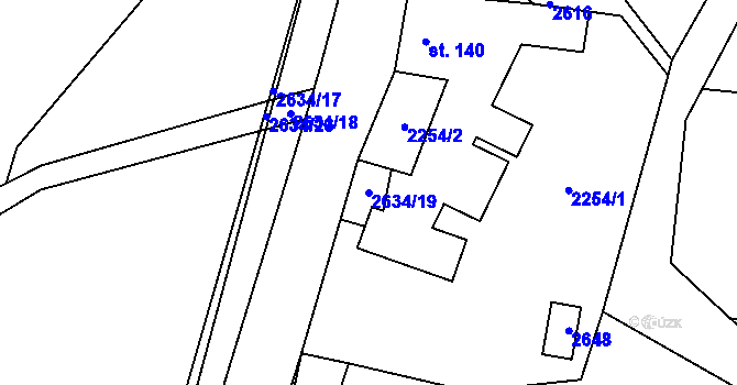 Parcela st. 2634/19 v KÚ Ludkovice, Katastrální mapa