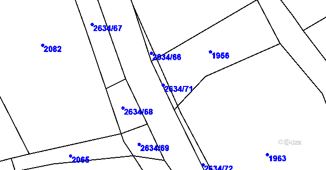 Parcela st. 2634/71 v KÚ Ludkovice, Katastrální mapa