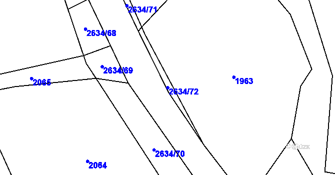 Parcela st. 2634/72 v KÚ Ludkovice, Katastrální mapa
