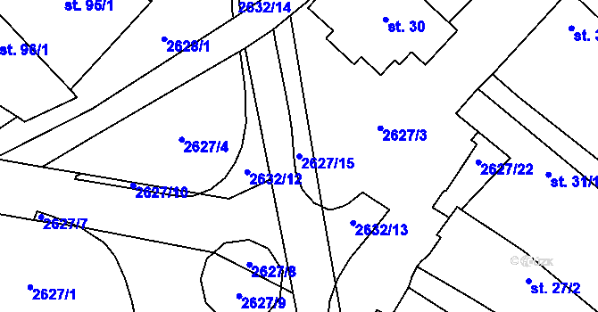 Parcela st. 2627/15 v KÚ Ludkovice, Katastrální mapa