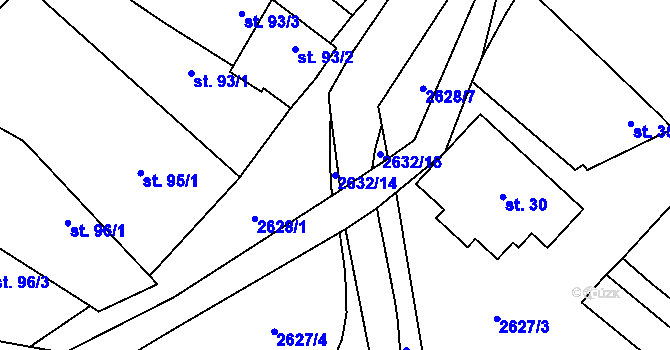 Parcela st. 2632/14 v KÚ Ludkovice, Katastrální mapa