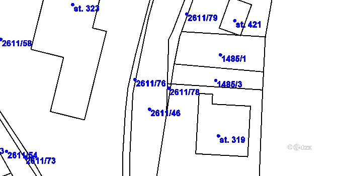 Parcela st. 2611/78 v KÚ Ludkovice, Katastrální mapa