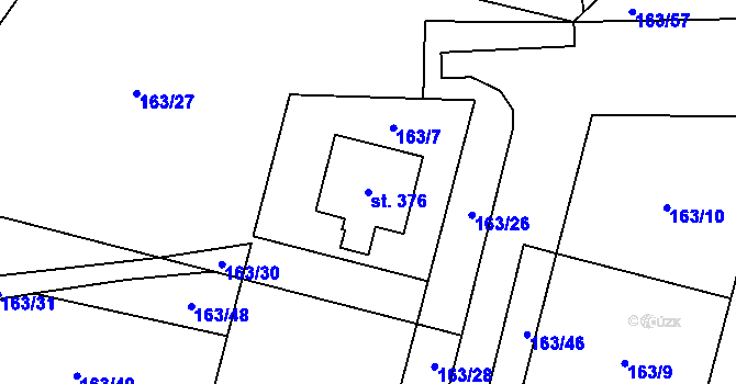 Parcela st. 376 v KÚ Ludkovice, Katastrální mapa