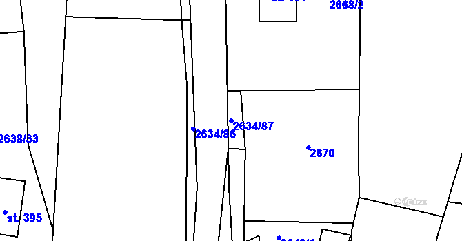 Parcela st. 2634/87 v KÚ Ludkovice, Katastrální mapa