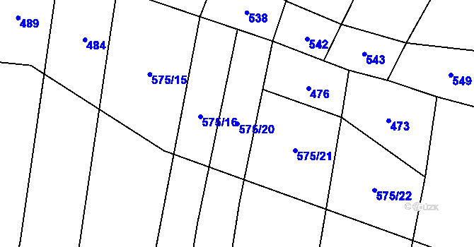 Parcela st. 575/20 v KÚ Ludkovice, Katastrální mapa