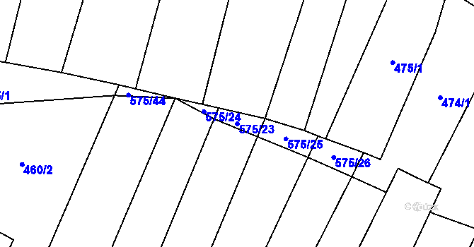 Parcela st. 575/23 v KÚ Ludkovice, Katastrální mapa