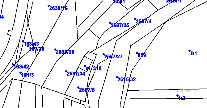 Parcela st. 2587/27 v KÚ Ludkovice, Katastrální mapa