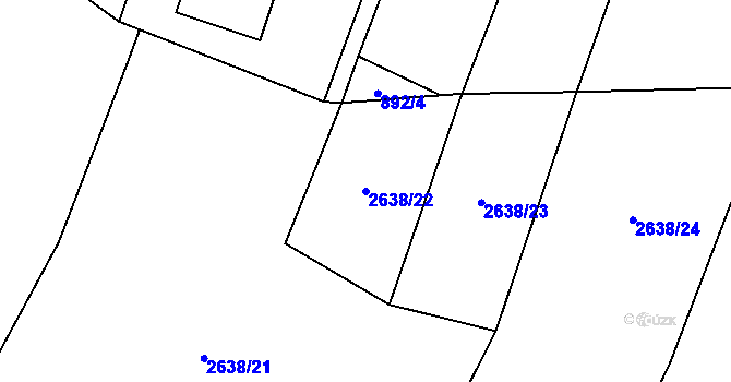 Parcela st. 2638/22 v KÚ Ludkovice, Katastrální mapa