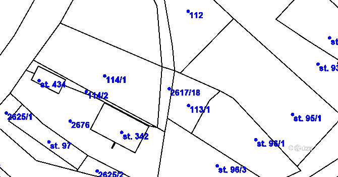 Parcela st. 2617/18 v KÚ Ludkovice, Katastrální mapa