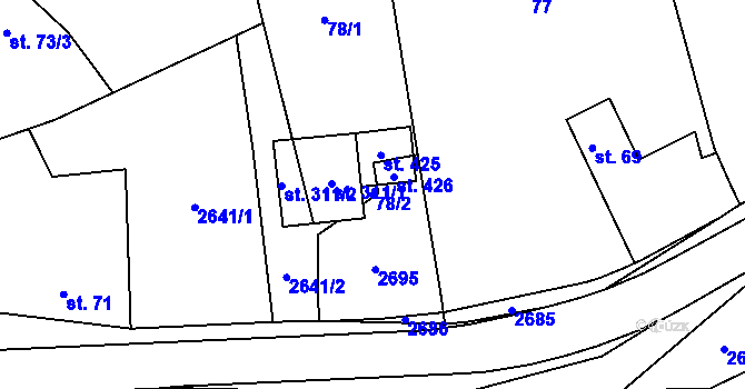 Parcela st. 78/2 v KÚ Ludkovice, Katastrální mapa