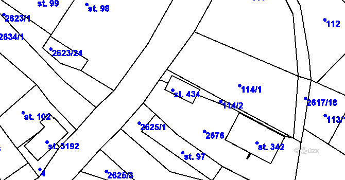 Parcela st. 434 v KÚ Ludkovice, Katastrální mapa