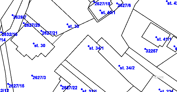 Parcela st. 34/1 v KÚ Ludkovice, Katastrální mapa