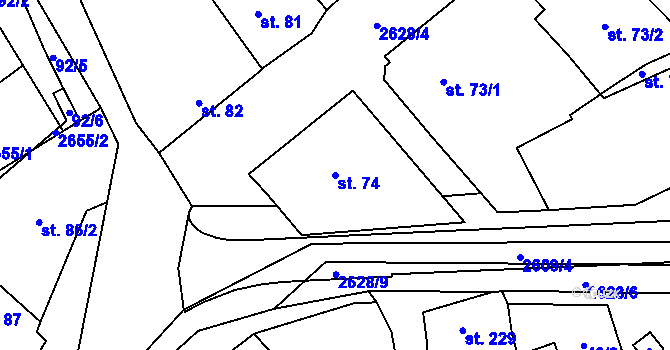 Parcela st. 74 v KÚ Ludkovice, Katastrální mapa