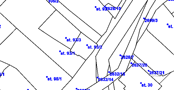 Parcela st. 93/2 v KÚ Ludkovice, Katastrální mapa