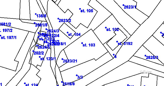 Parcela st. 103 v KÚ Ludkovice, Katastrální mapa