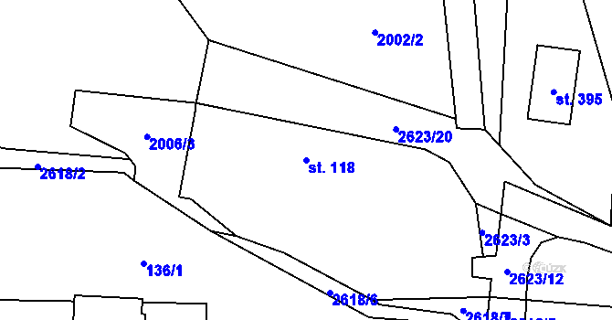 Parcela st. 118 v KÚ Ludkovice, Katastrální mapa