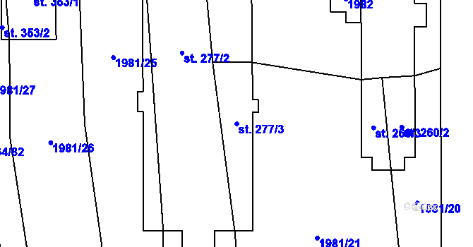 Parcela st. 277/3 v KÚ Ludkovice, Katastrální mapa
