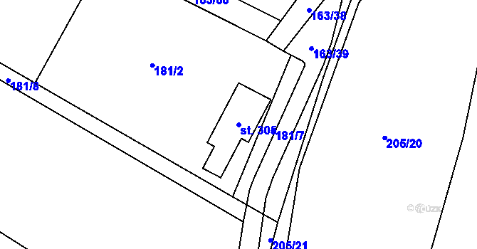Parcela st. 305 v KÚ Ludkovice, Katastrální mapa