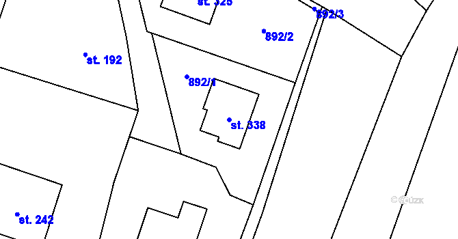 Parcela st. 338 v KÚ Ludkovice, Katastrální mapa