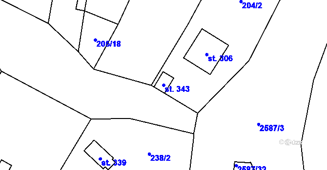 Parcela st. 343 v KÚ Ludkovice, Katastrální mapa