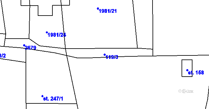 Parcela st. 119/3 v KÚ Ludkovice, Katastrální mapa