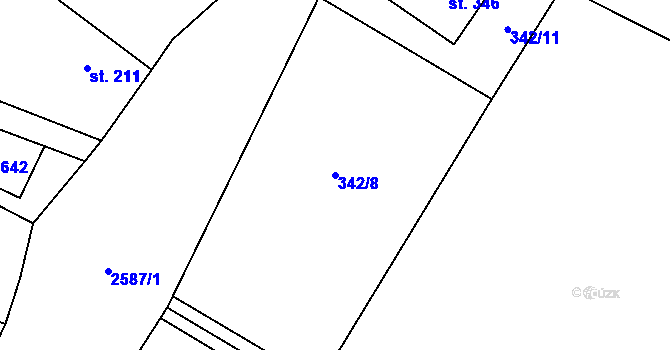 Parcela st. 342/8 v KÚ Ludkovice, Katastrální mapa