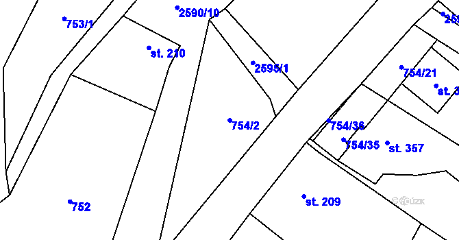 Parcela st. 754/2 v KÚ Ludkovice, Katastrální mapa