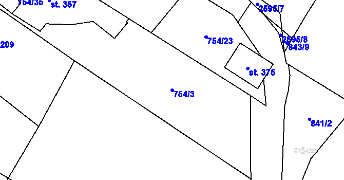 Parcela st. 754/3 v KÚ Ludkovice, Katastrální mapa