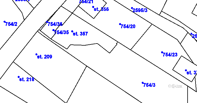 Parcela st. 754/22 v KÚ Ludkovice, Katastrální mapa