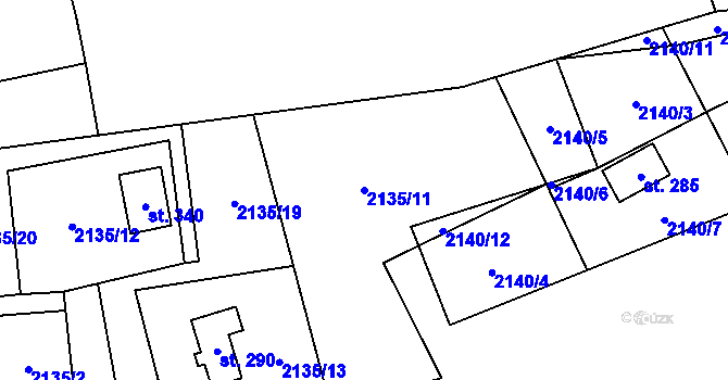 Parcela st. 2135/11 v KÚ Ludkovice, Katastrální mapa