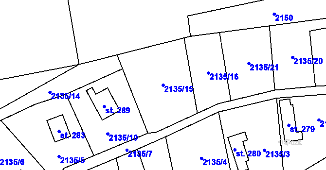 Parcela st. 2135/15 v KÚ Ludkovice, Katastrální mapa