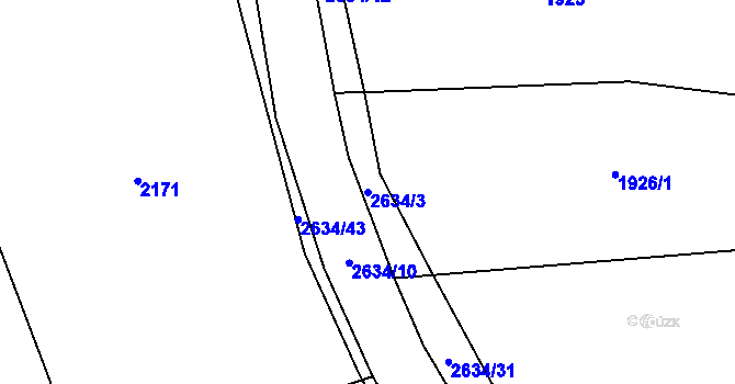 Parcela st. 2634/3 v KÚ Ludkovice, Katastrální mapa