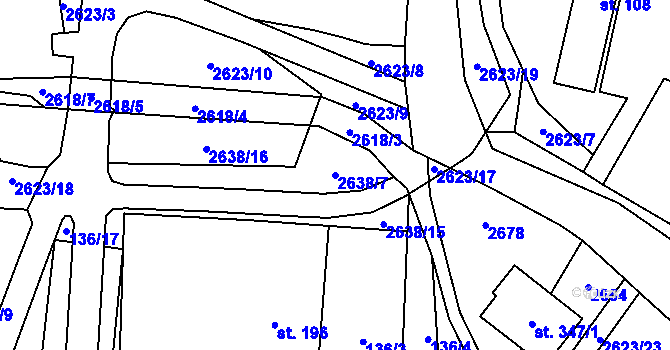 Parcela st. 2638/7 v KÚ Ludkovice, Katastrální mapa